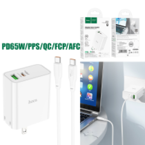 Power Charger Hoco C113 PD65W/PPS/QC/FCP/AFC Set(C-C) - ឆ្នាំងសាក ខ្វីកឆាច ហូកូ C113 PD65W/PPS/QC/FCP/AFC ឈុត(C-C)