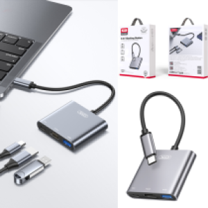 Converter TypeC to HDMI+USB3.0+PD XO HUB011 3in1 - ដុំបំបែកType C XO HDMI+USB3.0+PD XO HUB011 3in1