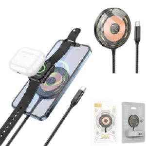 Charger Wireless Quick hoco CW45 3-in-1 magnetic - ឆ្នាំងសាកលឿន អត់ប្រើខ្សែ ហូកូ CW45 3in1 ដែកឆក់