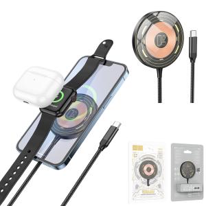Charger Wireless Quick hoco CW45 3-in-1 magnetic - ឆ្នាំងសាកលឿន អត់ប្រើខ្សែ ហូកូ CW45 3in1 ដែកឆក់