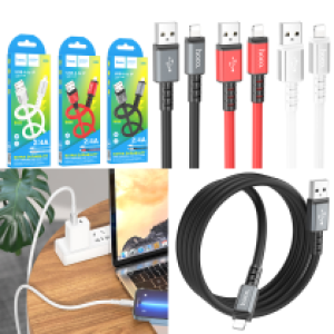 Cable Charger hoco X85 iPhone - ខ្សែសាកជ័រទន់ ហូកូ X85 អាយហ្វូន