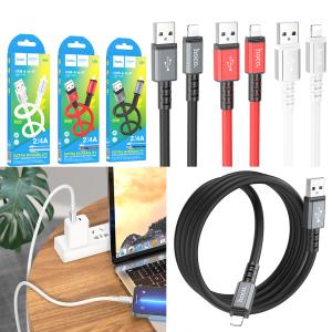 Cable Charger hoco X85 iPhone - ខ្សែសាកជ័រទន់ ហូកូ X85 អាយហ្វូន