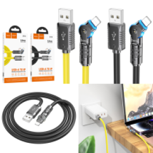 Cable Charger hoco U118 iPhone - ខ្សែសាកស៊ីលីខូន ហូកូ​ U118 ក្បាលបត់ អាយហ្វូន 1.2m