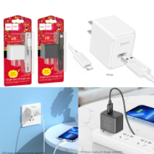 Power Charger hoco CS11 2.1A set iPhone - ឆ្នាំងសាក​ ហូកូ CS11 រុនសាកមួយ 2.1A ឈុត iPhone