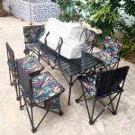 Folding camping big table 6 chair with bag - ឈុតតុធំកៅអី6 មានកាបូប​​ 