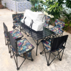 Folding camping big table 6 chair with bag - ឈុតតុធំកៅអី6 មានកាបូប​​ 