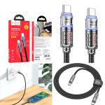 Cable Charger hoco U122 Transparent Type-C to Type-C - ខ្សែសាកស៊ីលីខូន ហូកូ​ U122 Type-C to Type-C 1.2m