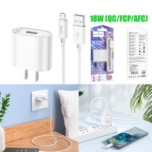 Power Charger Hoco C109 18W (QC/FCP/AFC)Set Micro - ឆ្នាំងសាក​ ហូកូ C109 រុនមួយ 18W (QC/FCP/AFC)ឈុត Micro