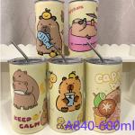 cup with straw hot&cold cartoon A8640 600ml - កែវមានទុយោទឹករក្សាសីតុណ្ហភាពតុក្កតា A8640 600ml