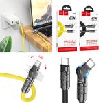 Cable Charger hoco U118 PD TypeC to TypeC - ខ្សែសាកស៊ីលីខូន ហូកូ​ U118 C-C ក្បាលបត់ 1.2m