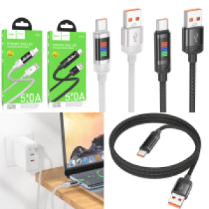 Cable Charger hoco U126 TypeC 5A - ខ្សែសាកជ័រ ភ្លើងពណ៌ hoco U126 TypeC 5A