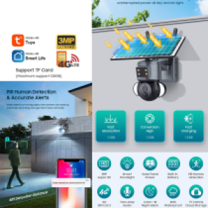 Camera Solar 360° 4GLTE 3M SECTEC ST-528-3M-4G-EU-TY Tuya - កាមេរ៉សុវត្ថិភាពប្រើស៊ីម និងពន្លឺព្រះអាទិត្យ ST-528-3M-4G-EU-TY