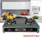 Gas stove big glass KM-15 Pro - ចង្ក្រានហ្គាសប្រើធុង ក្បាល2 ​ KM-15 Pro