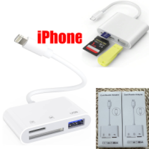Card Reader OTG Lightningto USB+TF+SD reader - កាត ចម្លង មេម៉ូរី ឌុយ iPhone ទៅ USB+TF+SD