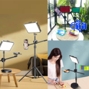 Holder desk stand light live + LED 6inch - ជើងទំរទូរសព្ទ័លើតុ អំពូលឡាយ 6 អ៊ីង