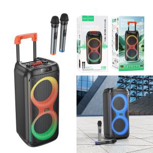 Speaker Bluetooth hoco HA7 (2 Wireless Mics) - បាស់ប្ល៊ូធូសប្រើថ្ម  ហូកូ HA7 មានមេក្រូប៊្លូធូស2