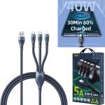 Cable Charger 3in1 REMAX RC-199th 5A(iP+Micro+Type-C) - ខ្សែសាក 3មុខ REMAX RC-199th 5A(Micro+iPhone+Type C)