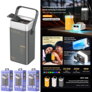Power Bank Remax RPP-596(PD/QC) LED 40000mAh - ថ្មជំនួយ Remax RPP-596(PD/QC) មានពិល 40000មីលីអំពែ